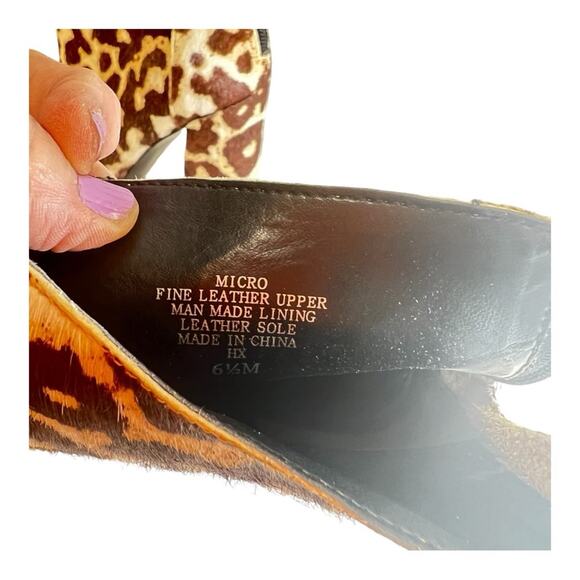CHARLES DAVID Beige Brown Calf Fur Leopard Block Heel Bootie NEW WITH TAGS 6.5 - Picture 16 of 16
